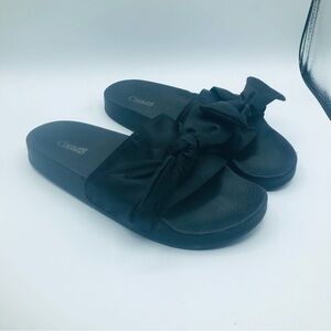 Carlos women’s black slides with satin top‎ size 8M